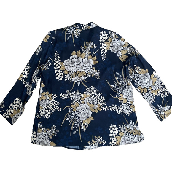 Marina Rinaldi Bardo Top Blouse Button Down Shirt Floral Print Long Sleeve 16 - Picture 6 of 7